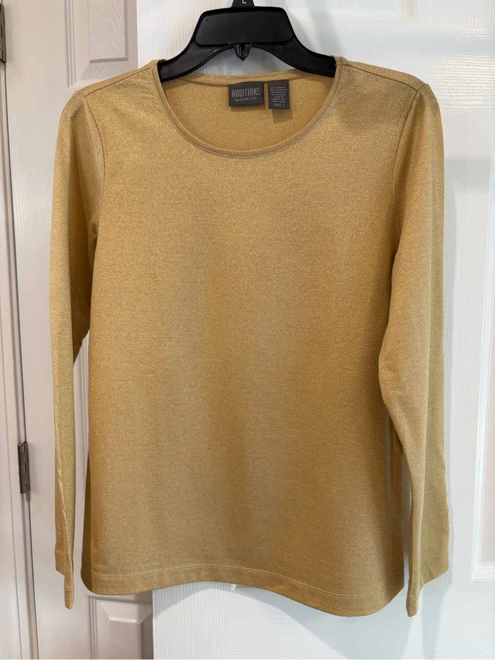 Chico's Metallic Gold Crewneck Long-Sleeve Sweater